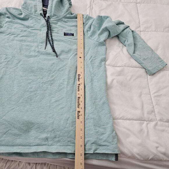 LL Bean Sweater Womens XL Teal 1/4 Button Rugby Pullover Long Sleeve Cotton - Picture 9 of 10